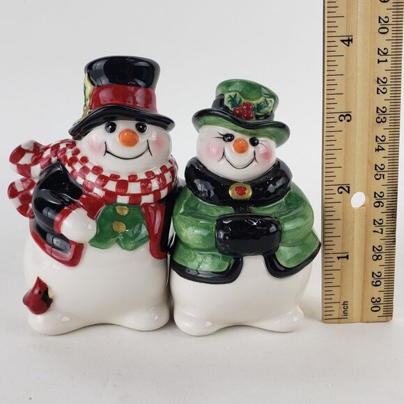 2004 Fitz & Floyd Christmas Holly Jolly Snowman Salt & Pepper Shaker Set - Picture 8 of 8
